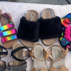 Kids Black Furry Sandals